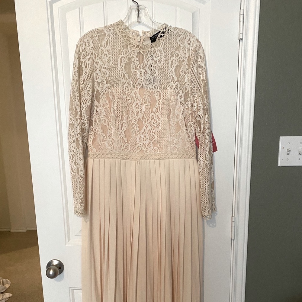 NWT Cream/off white, pleated & lace bodice dress